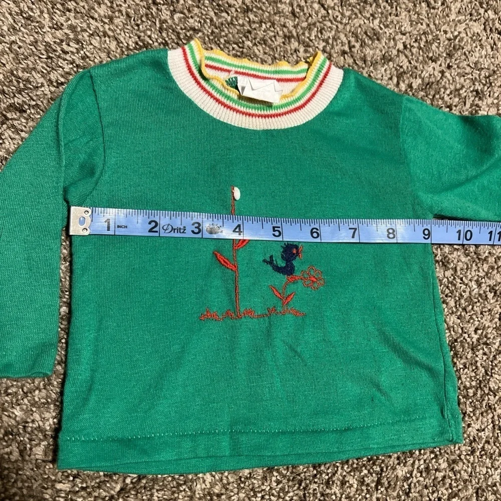 Vtg Green long sleeve embroidered shirt 12M